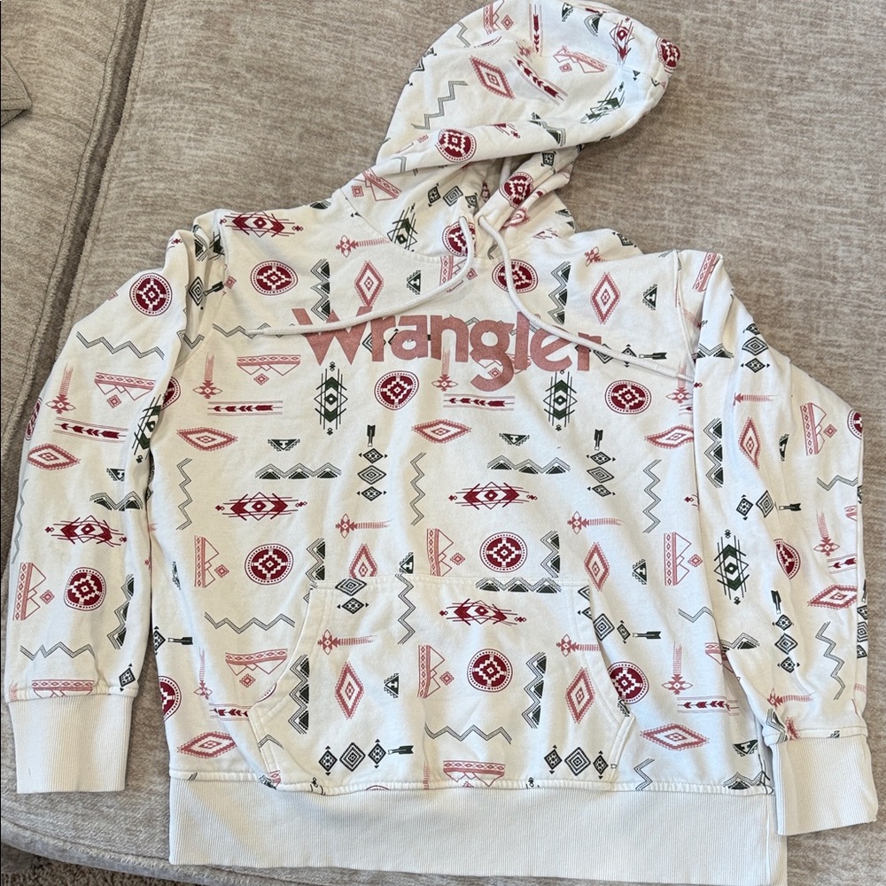 Wrangler Women's Patterned Hoodie - White and Red
